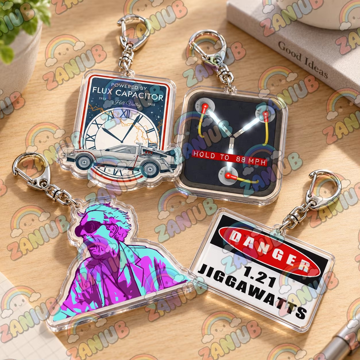 Travel Accessories Jewelry - Retro breloczki z motywem Deloreanu i